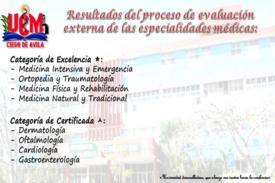 Resultado del proceso de evaluación externa de las especialidades médicas Resultado del proceso de evaluación externa de las especialidades médicas